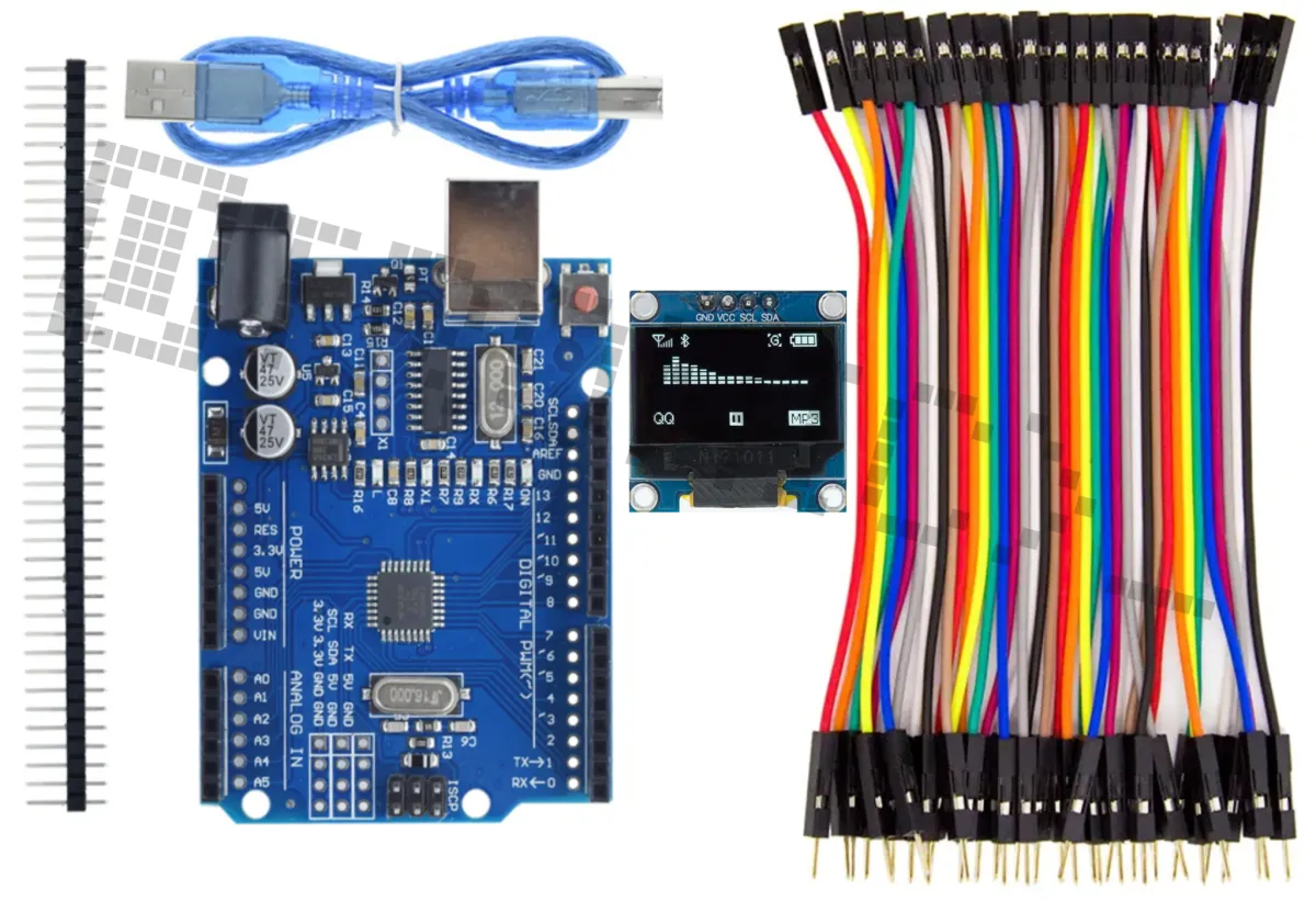 Kit de inicio para Arduino Uno R3 con pantalla OLED de 0.96 inch y set de cables Dupont de 40 piezas