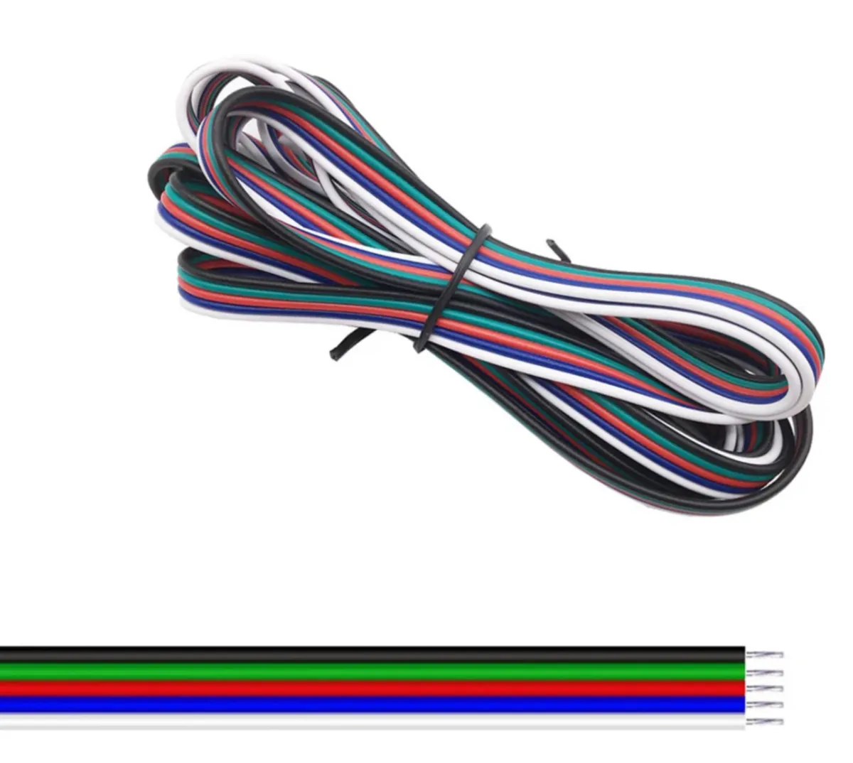 Cable de 5 conductores 22AWG Ø1.3mm blanco / azul / rojo / verde / negro 1 metro