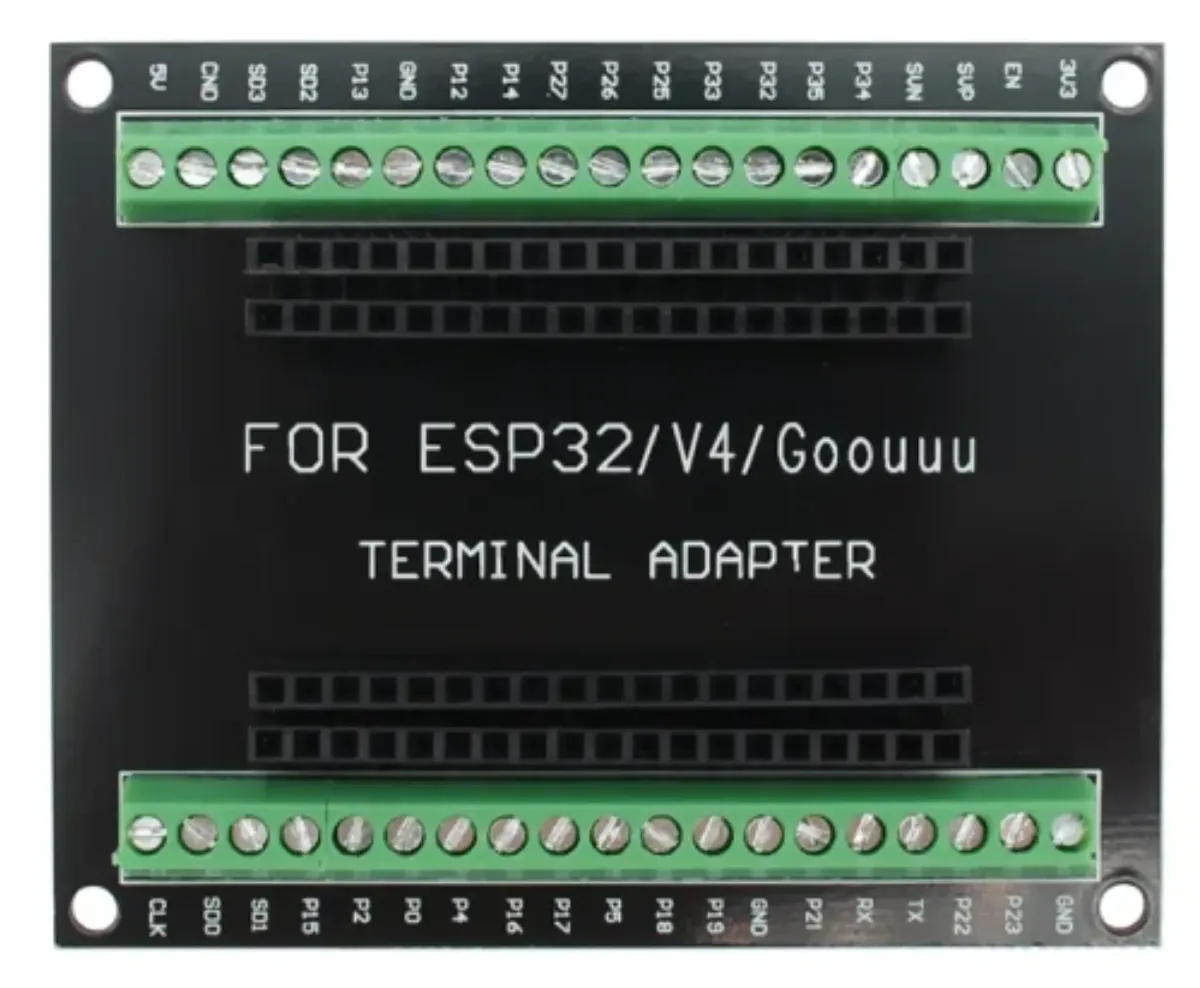 Placa breakout para ESP32 32U de 38 pines con terminales de tornillo