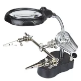 Lupa con iluminación LED, prácticos pinzas y soporte para soldador – 1