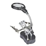 Lupa con iluminación LED, prácticos pinzas y soporte para soldador – 2