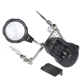Lupa con iluminación LED, prácticos pinzas y soporte para soldador – 4