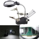 Lupa con iluminación LED, prácticos pinzas y soporte para soldador – 5