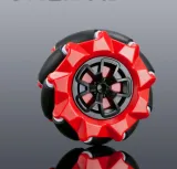 Rueda Mecanum / Rueda omnidireccional - 80MM-A Roja - juego de 2 ruedas (1xL+1xR) – 3