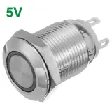 Pulsador | auto-retención on-off | LED blanco 5V | acero inoxidable | 12mm – 1