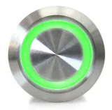 Pulsador | auto-retención on-off | LED verde 5V | acero inoxidable | 12mm – 3