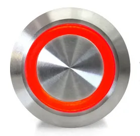 Pulsador | on-off self lock | 12-24 V LED Rojo | RVS | 16mm