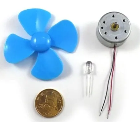Set de motor DC generador eólico con hélice 60 mm