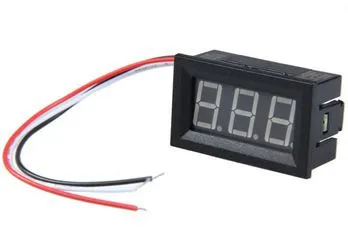 Voltímetro 0-100V - Rojo, 0.56 inch, 3 cables