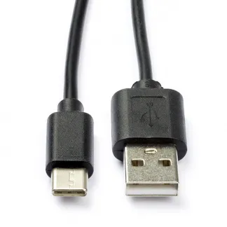 Cable USB-A a USB-C corto de 30cm negro