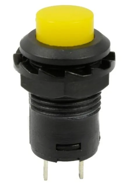 Pulsador | encendido-apagado self lock | 14x20 agujero redondo 12mm | Amarillo