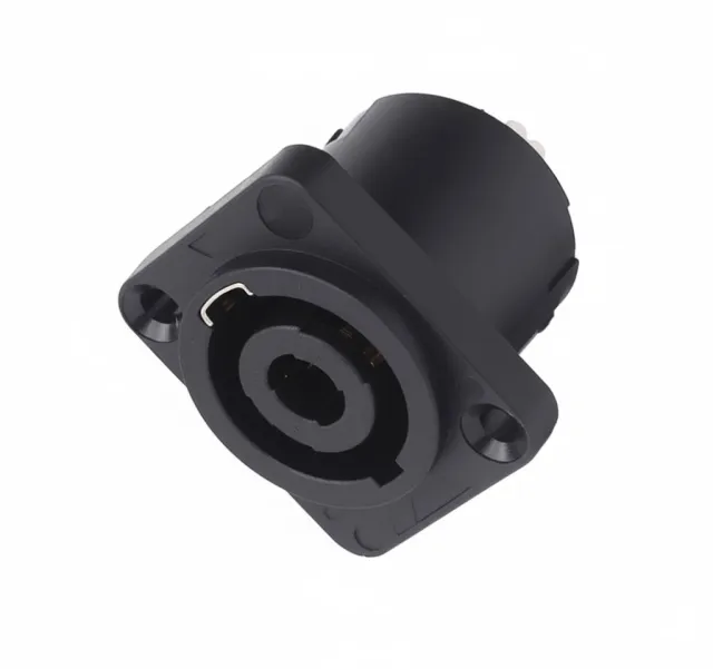 Conectores de altavoz de montaje en panel redondo de 4 polos con cierre giratorio – compatible con Neutrik Speakon