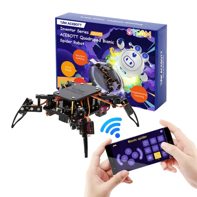 Kit de robot araña biónico cuadrúpedo ACEBOTT ESP8266 con Arduino IDE y ACECode (Scratch)
