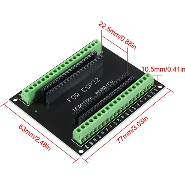 Placa breakout de 38 pines para ESP32-S con terminales de tornillo