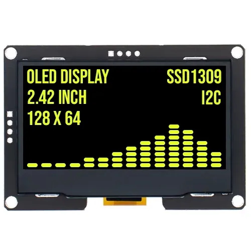 Pantalla OLED de 2.4 pulgadas 128x64 Amarillo I2C SSD1309 3.3V