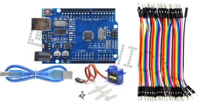 Kit de inicio para Arduino Uno R3 con micro servo SG90 y set de cables Dupont de 40 piezas