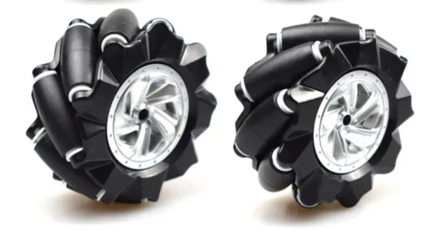 Rueda Mecanum / Rueda omnidireccional - 80MM-A Negro - set de 2 ruedas (1xL + 1xR)