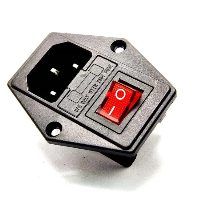 Toma de corriente AC C13 con portafusibles e interruptor