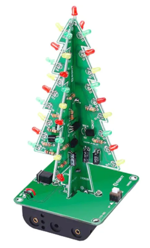 Kit de soldadura árbol de Navidad con LEDs rojos, verdes y amarillos parpadeantes