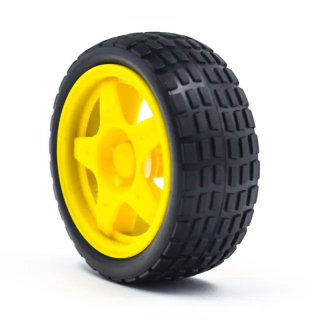 Rueda con goma para robot o smart car amarillo