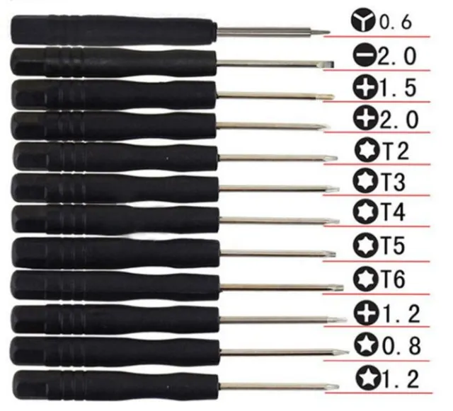 12 mini destornilladores