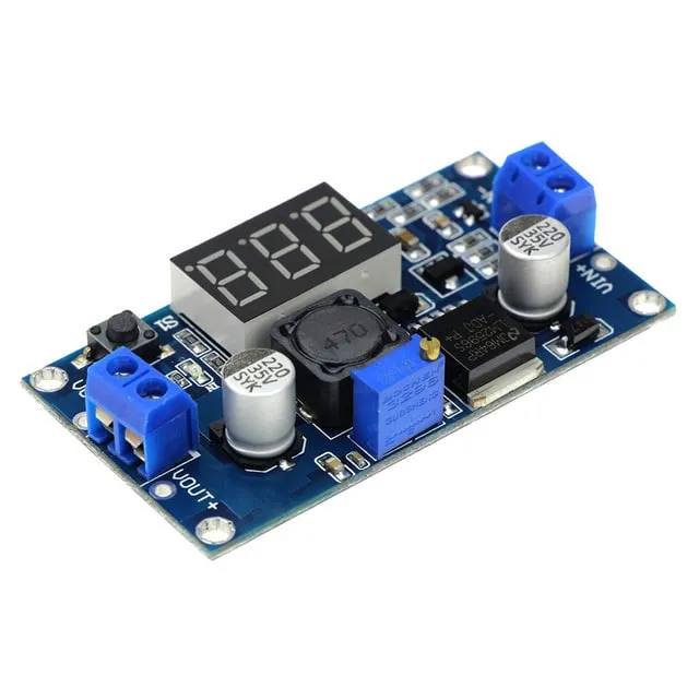 LM2596S Step-Down ajustable 4-40V -> 1.25-37V con pantalla de voltímetro integrada