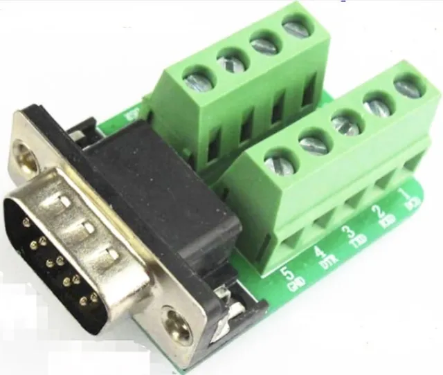Placa breakout de terminales para conector DB9 macho de 9 pines - RS232