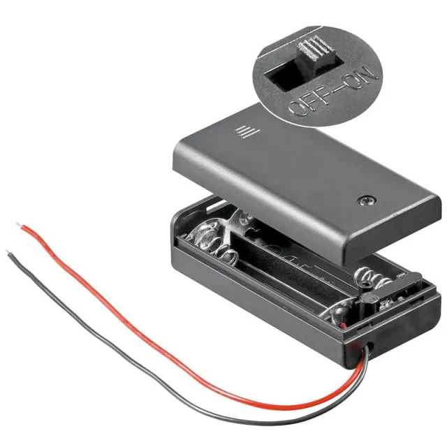 Portapilas para 2x AA con interruptor de encendido/apagado (3V)