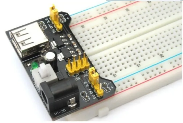 Convertidor de alimentación para breadboard a 3.3v y 5v