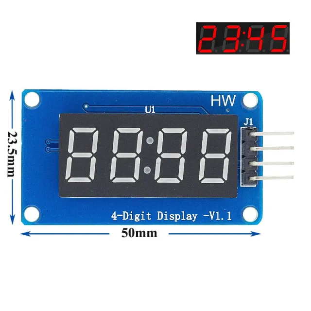 Display rojo de 4 dígitos TM1637 (7 segmentos por dígito)