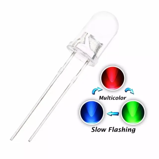 10x LED RGB de colores 5mm Magic Rainbow Effect (fade lento)