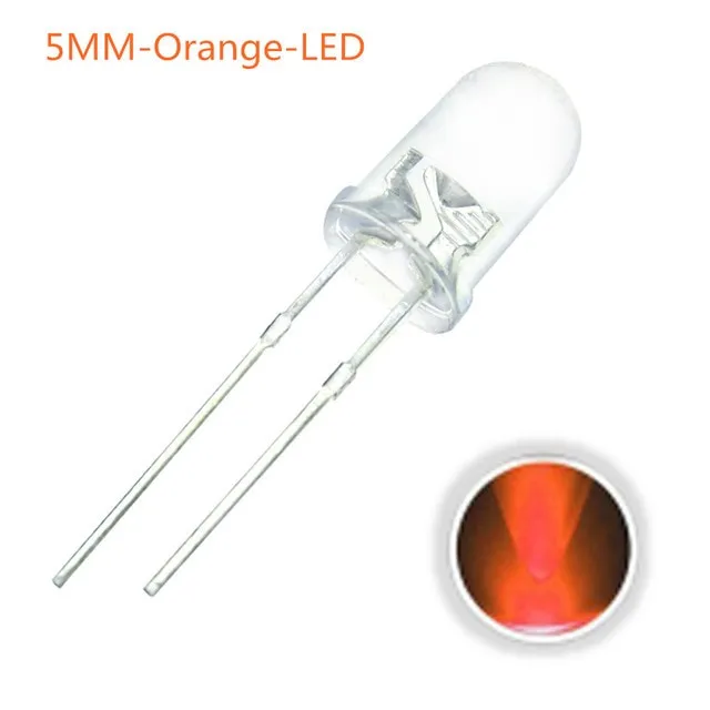 10x Diodo LED Transparente 5mm Naranja 2V
