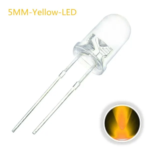 10x Diodo LED Transparente 5mm Amarillo 2V