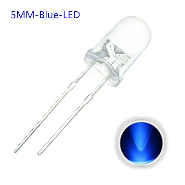 10x Diodo LED Transparente 5mm Azul 3V