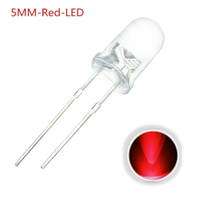 10x Diodo LED Transparente 5mm Rojo 2V