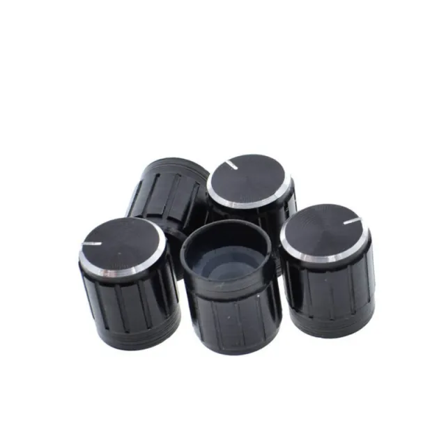 Tapón de aluminio para Rotary Switch/ Potentiometer (diámetro: interno 6mm, externo 15mmx17mm) - negro