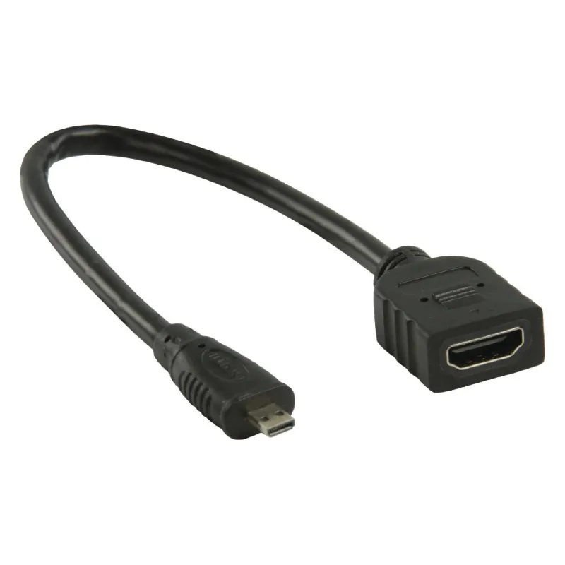 Conector hembra Micro-HDMI a HDMI negro 0,2m