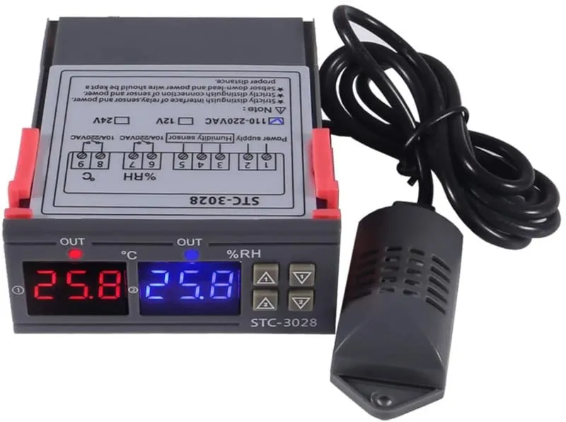 Relés regulables STC-3028 220V por temperatura y humedad