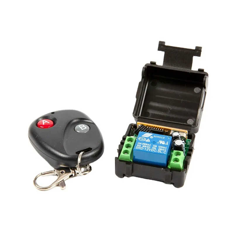 Módulo relé inalámbrico incl. mando a distancia (2 botones) - 12V, 1 canal, 433Mhz RF