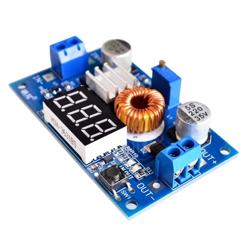 Módulo step-down ajustable XL4015 DC-DC de 5A 75W con voltímetro de pantalla
