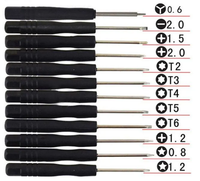 12 mini destornilladores