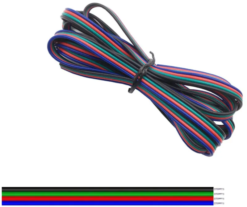 Cable de 4 conductores 22AWG Ø1.3mm azul / rojo / verde / negro 1 metro