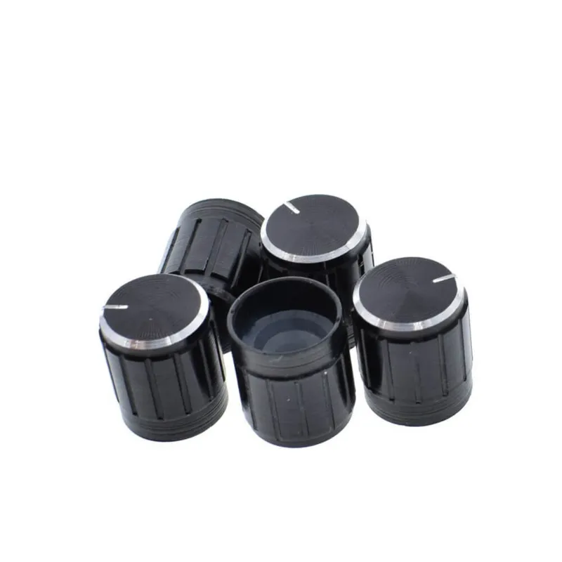 Tapón de aluminio para Rotary Switch/ Potentiometer (diámetro: interno 6mm, externo 15mmx17mm) - negro