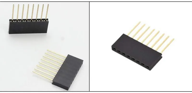 Conector hembra de una sola fila recta de 8 pines con pitch de 2,54 mm - apilable